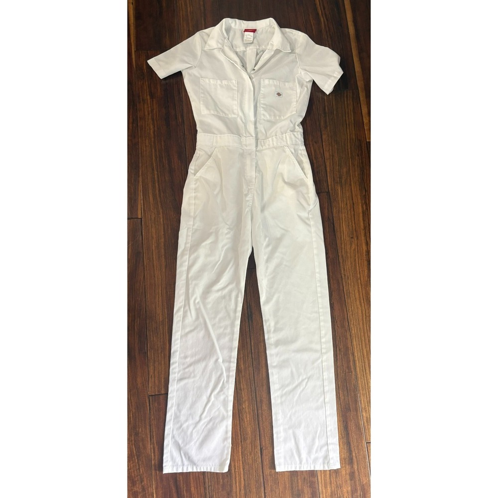 Dickies White Short-Sleeve Cotton Utility Jumpsuit